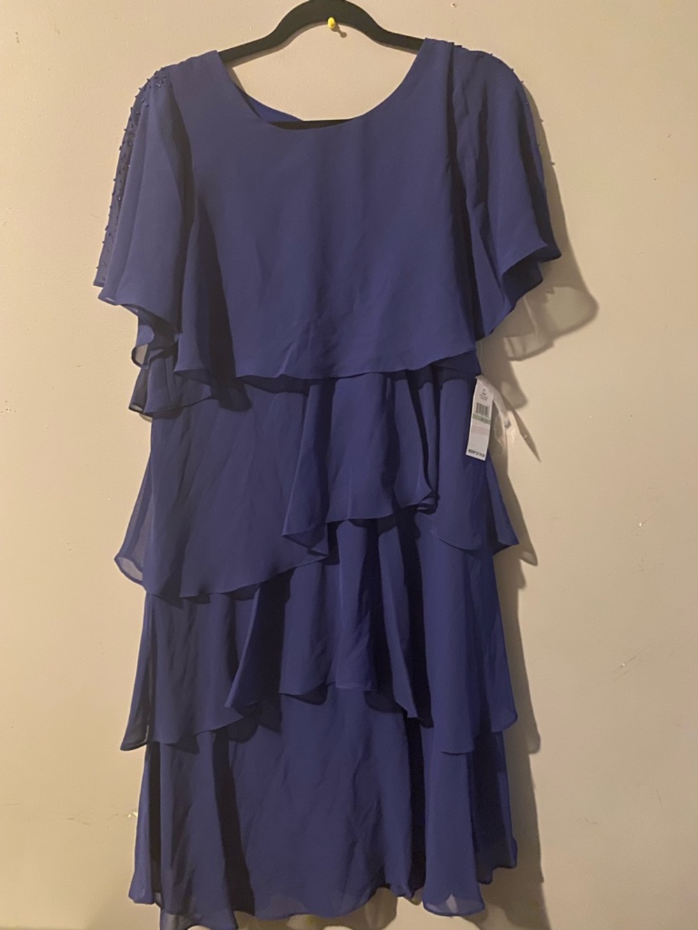SLNY Royal Blue Tiered Chiffon Maxi Dress